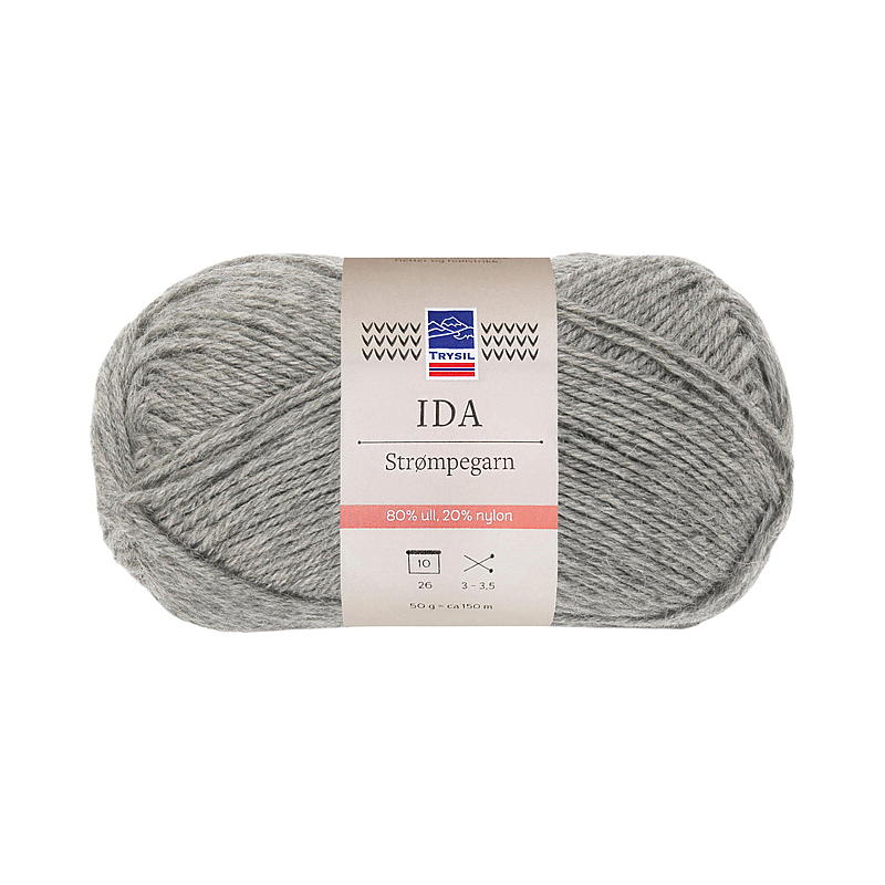 Filato per calze Trysil Ida, misto lana 80% lana, grigio chiaro
