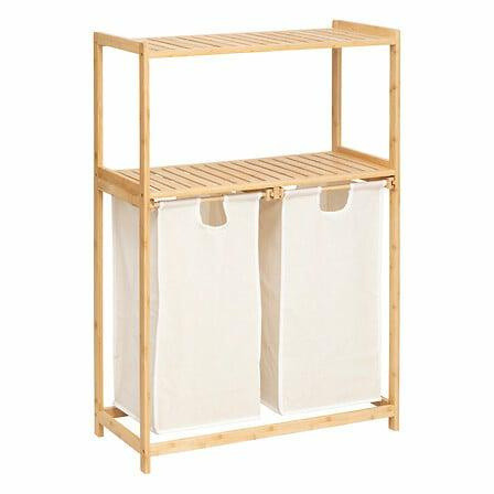 Regał z 2 workami na pranie tidy box bambus 45l beżowy