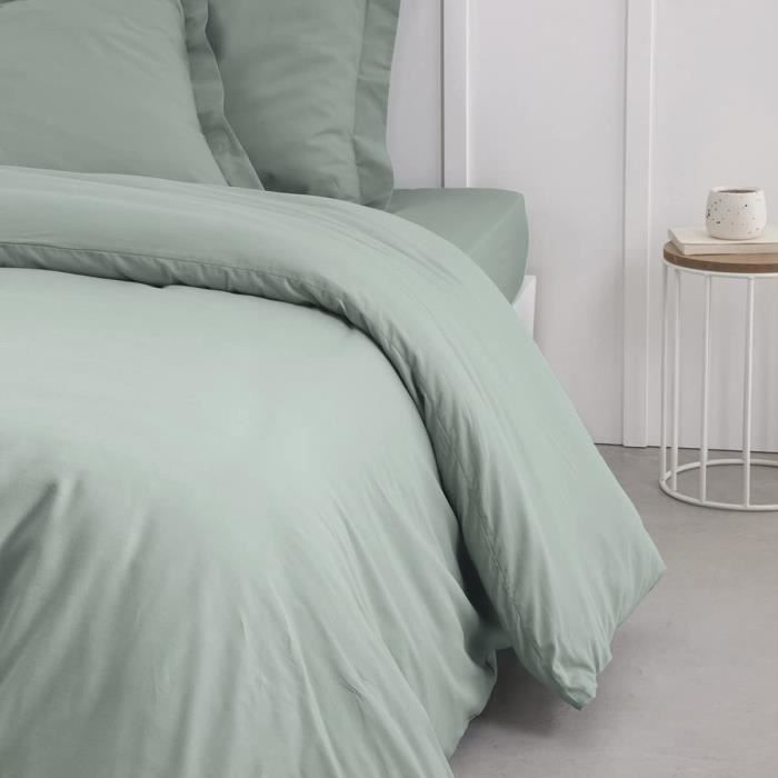 Funda nórdica TODAY Essential - 220 x 240 cm - Doble - 100 % algodón liso - Celadón