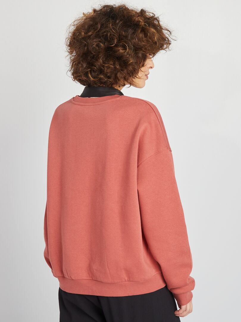 Bedrukte fleece sweater - ROOD