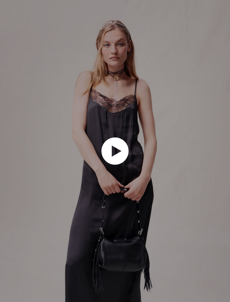 Geantă Miss M din piele netedă - Negru