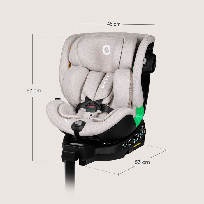 Seggiolino auto convertibile LIONELO Harmony iSize 40-150 cm - Girevole a 360° - ISOFIX - 60% bambù - Gruppo 0+/1/2/3 - Beige