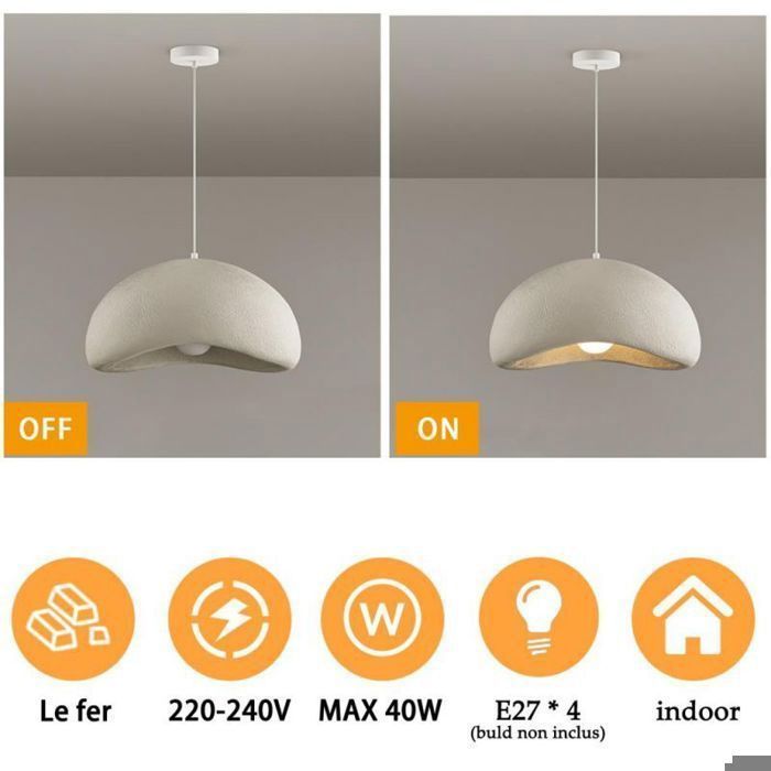 WOTTES Modern Creative White Pendant Light, Vintage Metal Design Chandelier, E27 Lamp, 1 pc, Ø30cm, for Kitchen and Dining Room