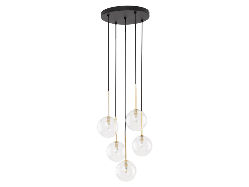 Lampa wisząca Nilos 5-punktowa metalowa złota