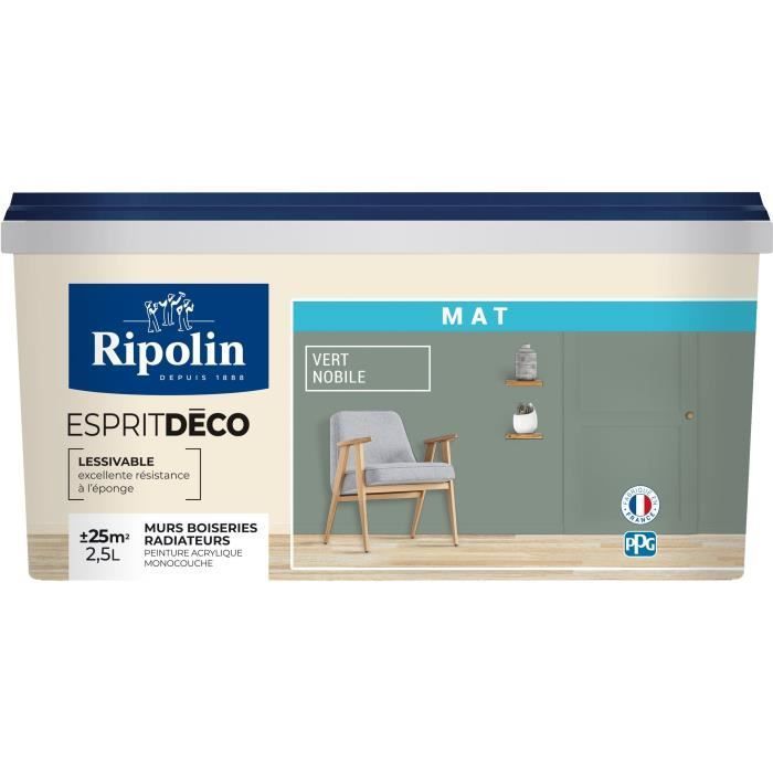 Interior wall decoration paint - Matte noble green - RIPOLIN - 2.5 L