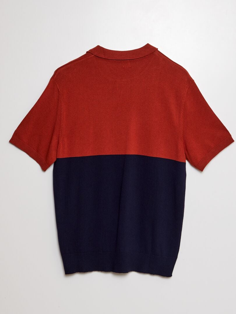 Camisa polo de malha de manga curta - azul