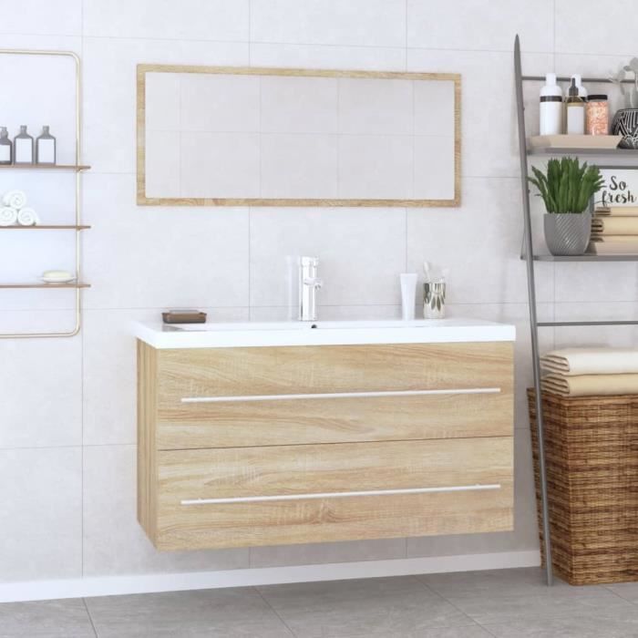3152850 vidaXL 3-piece bathroom furniture set Sonoma oak