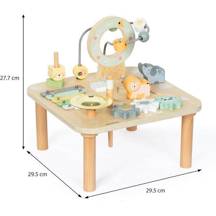 Table Multi Jeux Montessori- Table D'activités musicale éducative Bois, jeux sonores- éléments rotatifs +9 mois - Jeu de motricité