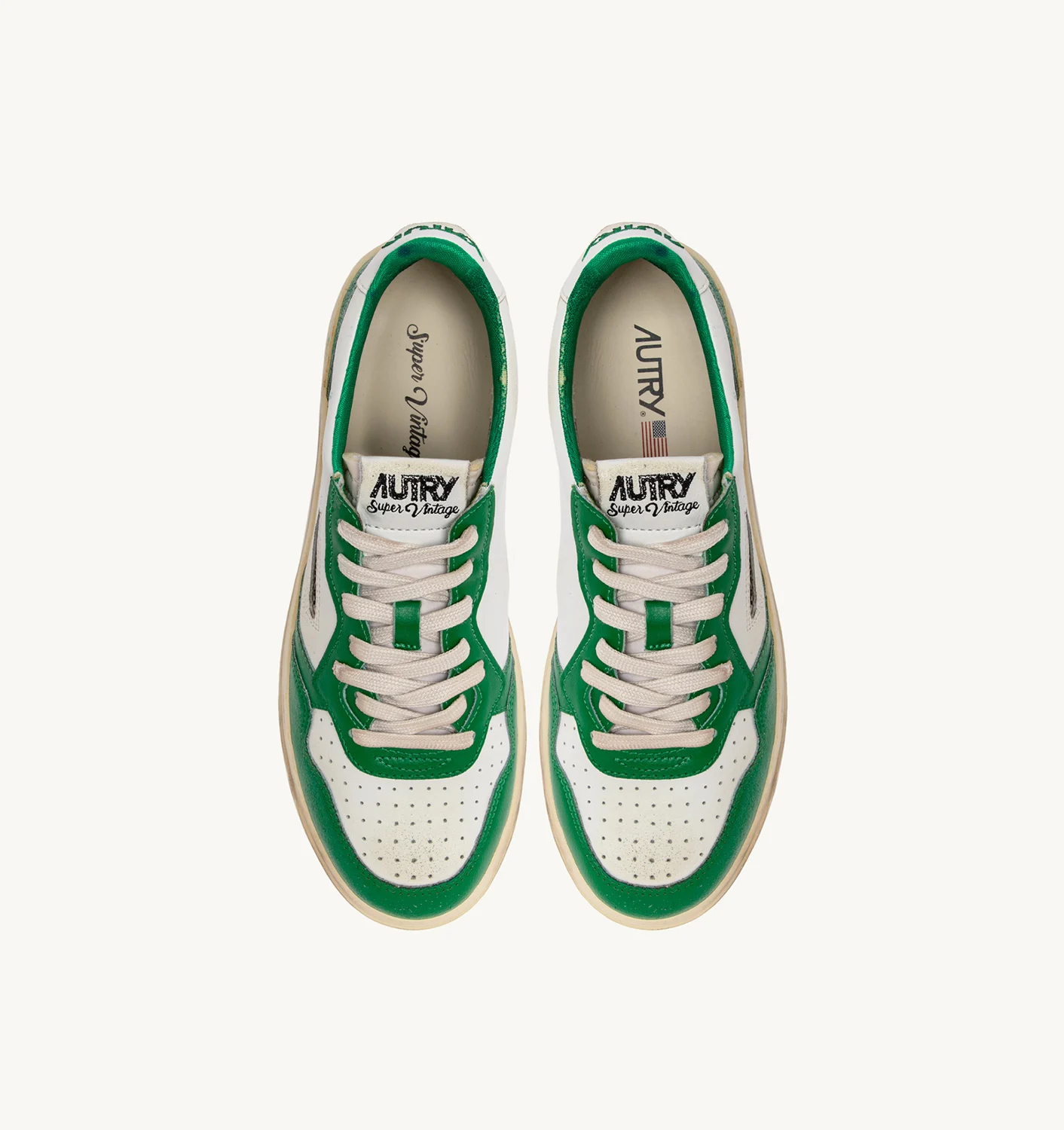 Teniși sport vintage Medalist Low din piele albă și verde