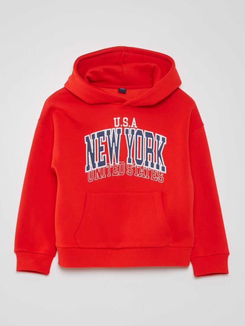 Fleece sweatshirt met USA-print - ROOD