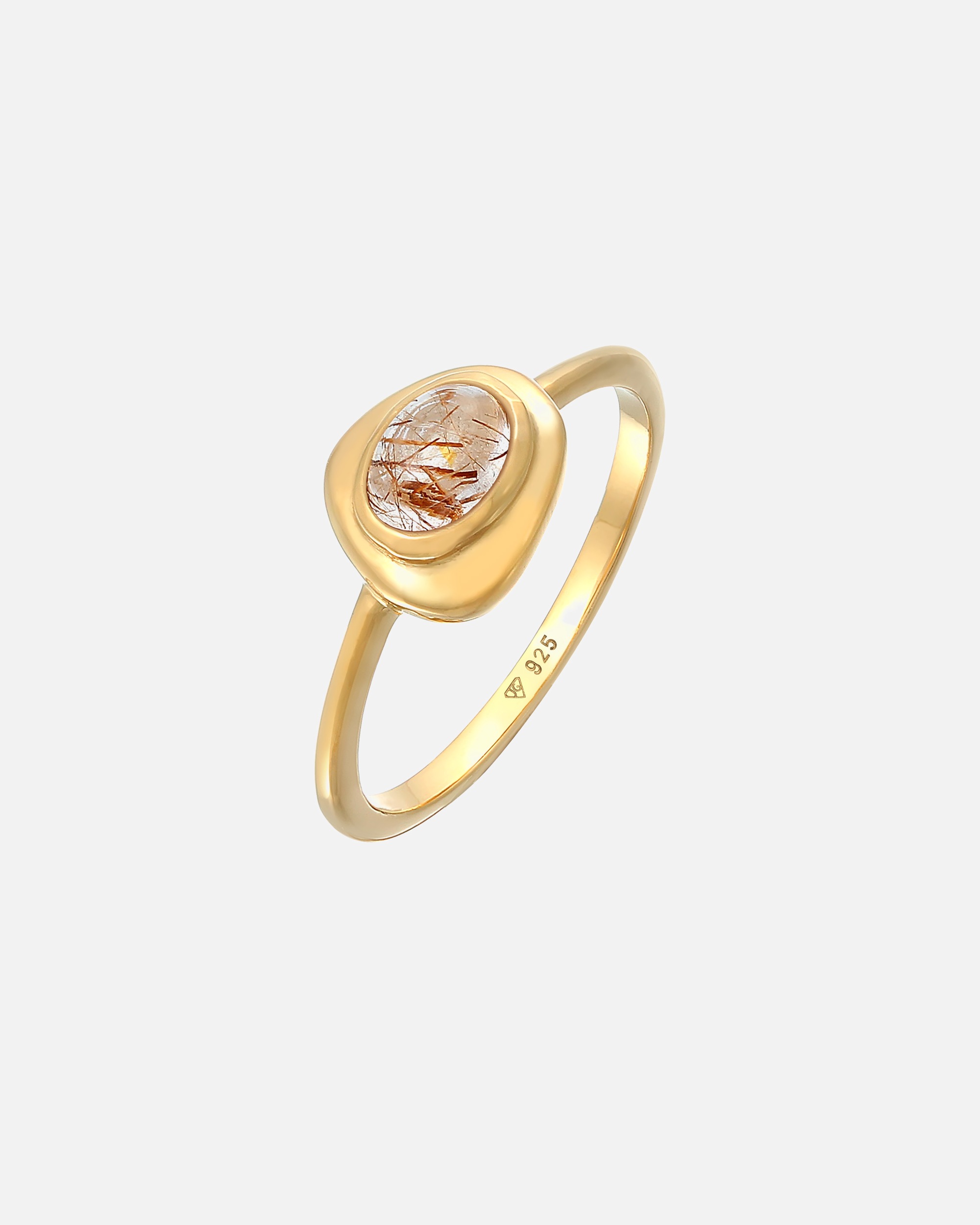 Elli PREMIUM Femmes cheveux d'ange ovale avec pierre précieuse de quartz en argent sterling 925 plaqué or