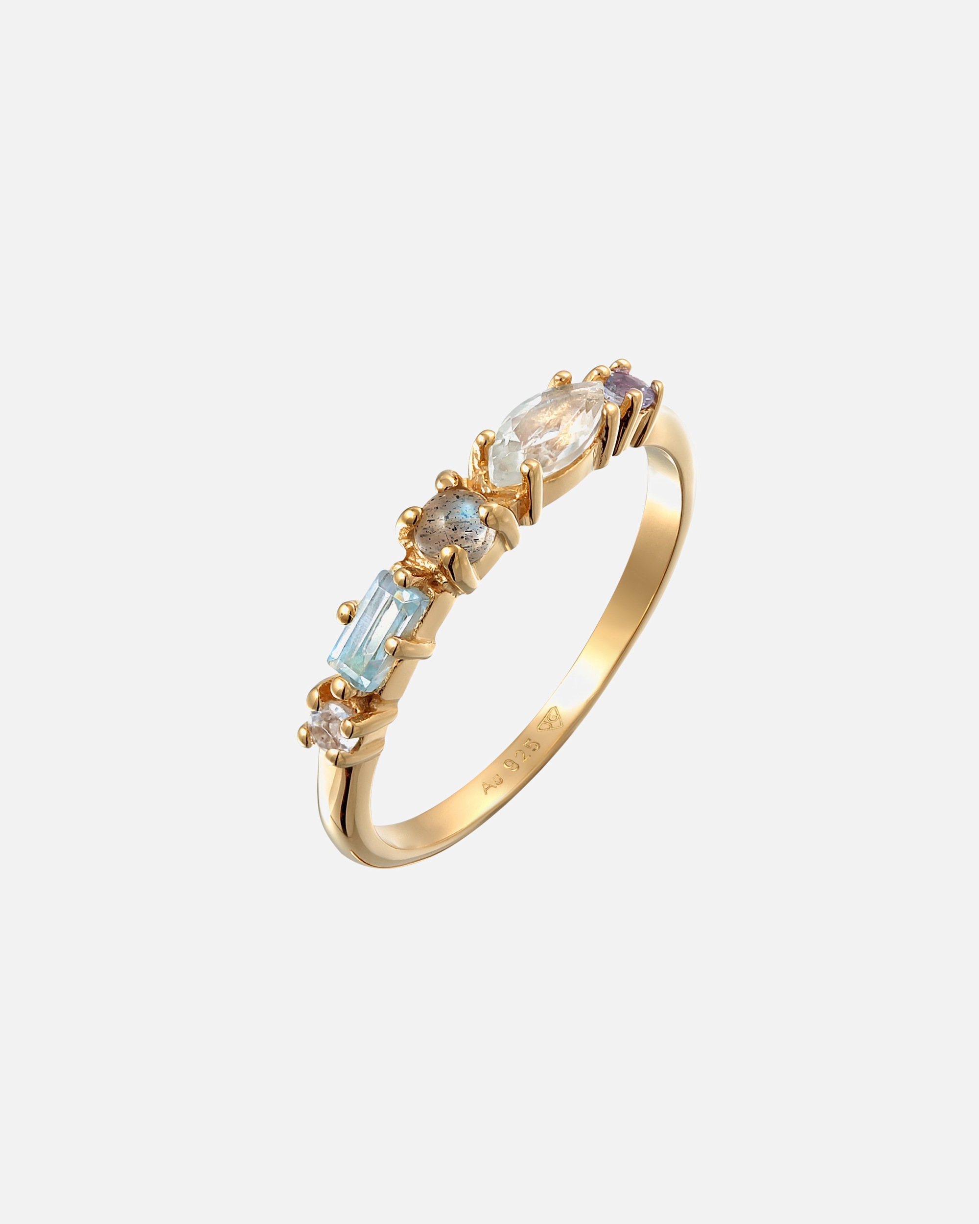 Elli PREMIUM Femmes Mémoire classique avec topaze, pierre de lune et améthyste en argent sterling 925 plaqué or