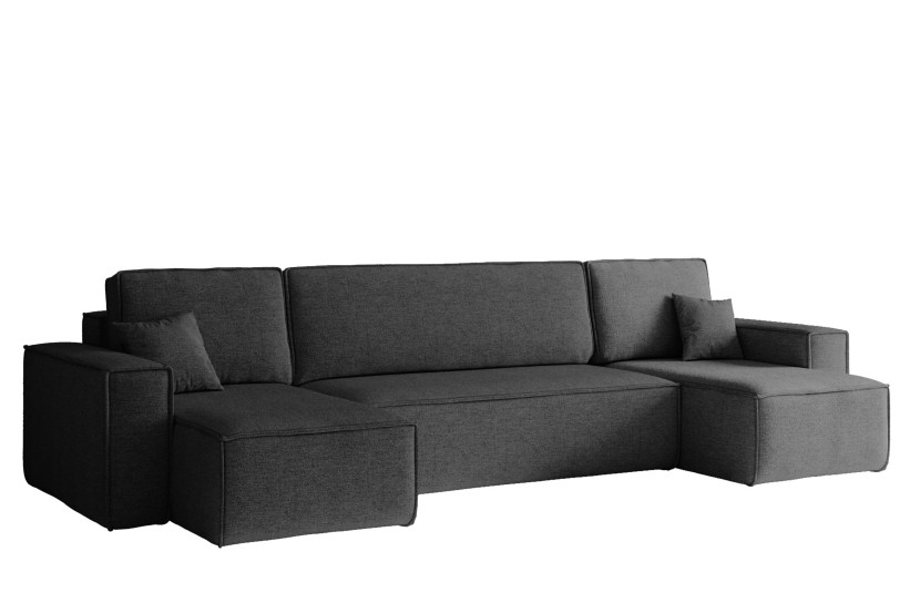 Sofa w kształcie U BEST narożnik, tkanina Neve, wiele kolorów Ciemnoszary