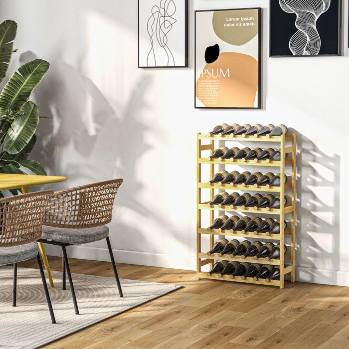 Bottle rack - HOMCOM - 7-tier wooden bottle holder for 42 bottles - 63 x 25 x 102cm - natural