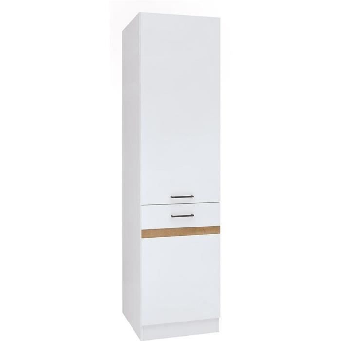 JUNONA Keukenkolom met 2 linksdraaiende deuren - B 50 x H 196 x D 46 cm - Glanzend wit