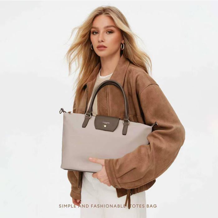David Jones - Bolso tote de nailon para mujer - Bolso de compras suave, bolso de hombro, bolso cruzado - Elegante y a la moda - Negro