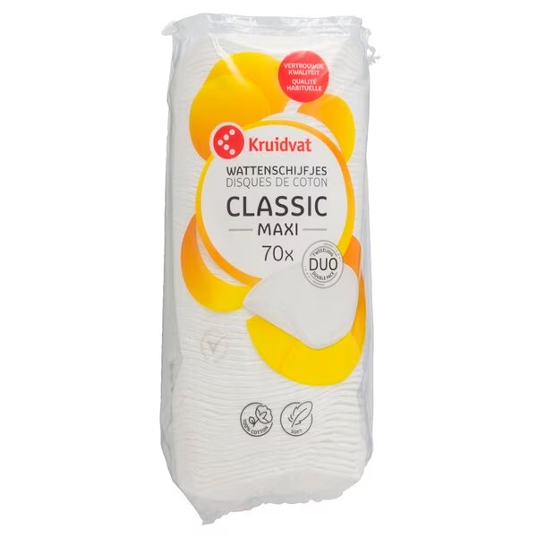Vatové tampóny Kruidvat Maxi zo 100 % bavlny<br>70 kusov