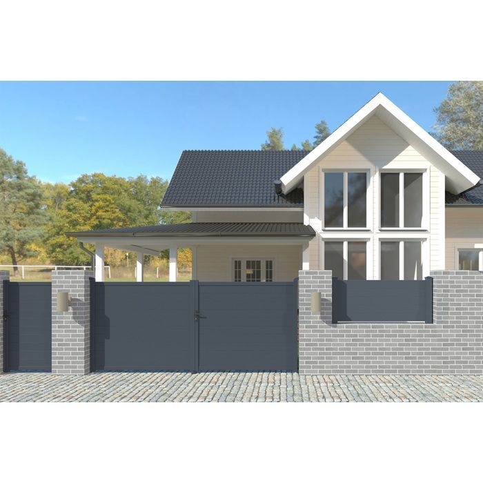 Portail battant - Casanoov - EIGER - 3m H.176cm - Gris anthracite - Aluminium