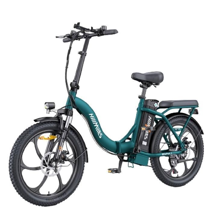 Bicicletta elettrica pieghevole - HILLMILES - MilePort 1 - Autonomia 60 km - Motore 250 W - Batteria 36 V 13 Ah, Verde