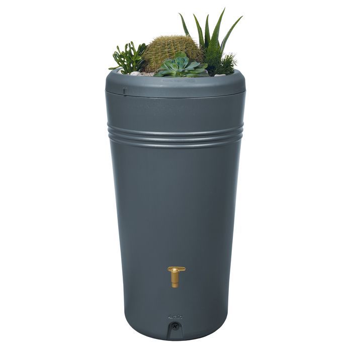 Depósito de recogida de agua de lluvia 4rain AZURA 2 en 1 de 230 L, gris grafito. Incluye bandeja de plantación.