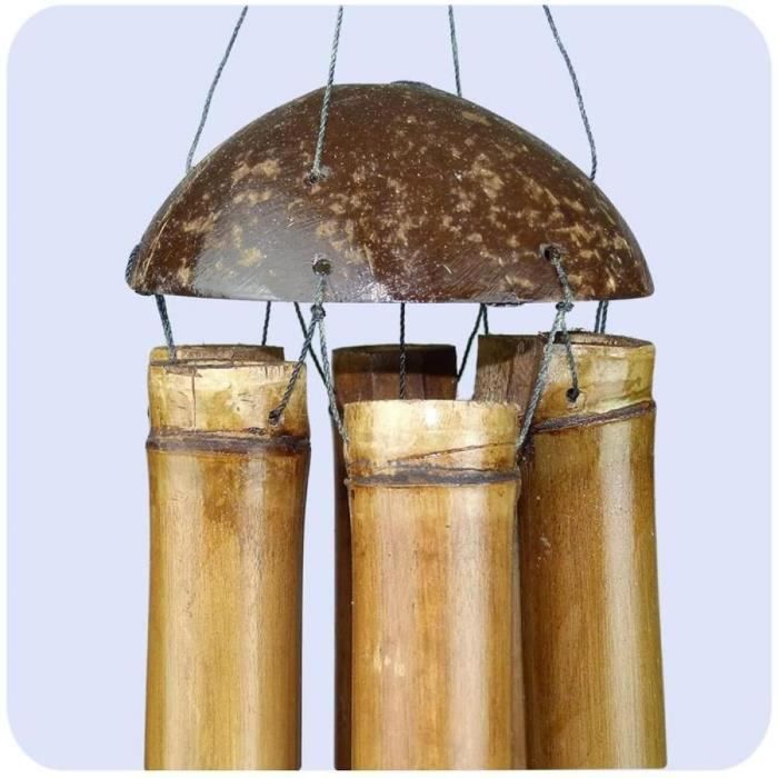 Windspiel aus Bambus – Feng-Shui-Dekoration – Beruhigender Klang – Ideal für Garten und Balkon – 85 cm