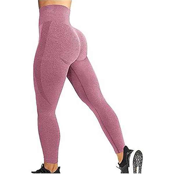 Leggings de sport taille haute pour femme, contour sourire, sans coutures, rose, taille XL : Sports et loisirs de plein air