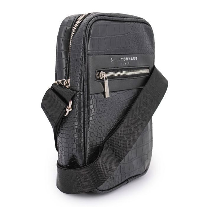 Schwarze Herren-Schultertasche aus Krokodilleder von BILL TORNADE