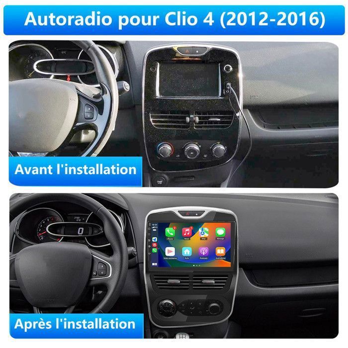 AWESAFE Android 13 Autoradio für Renault Clio 4 (2012–2016), 1 GB RAM + 32 GB Speicher, 10-Zoll-Touchscreen, CarPlay, Android Auto, GPS, Bluetooth
