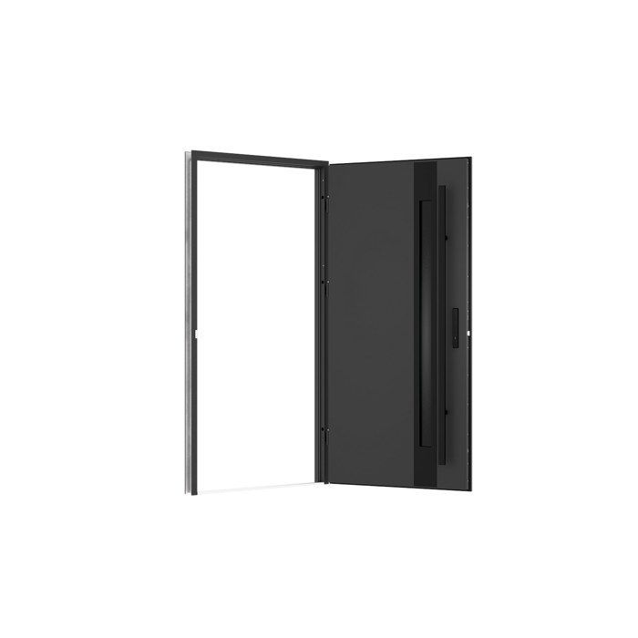 Puerta frontal de acero macizo y acero inoxidable, 207 cm de alto x 100 cm de ancho - 68 mm de espesor - cristal ahumado - antracita y negro - apertura a la derecha - CALOSA