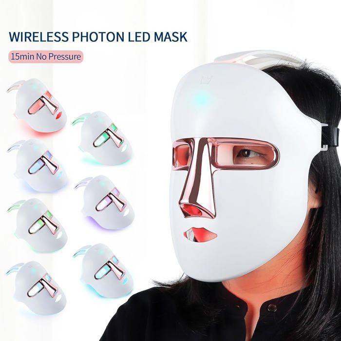 Masque LED de Luminothérapie 7 Couleurs - 270 Perles - Sans Fil Rechargeable