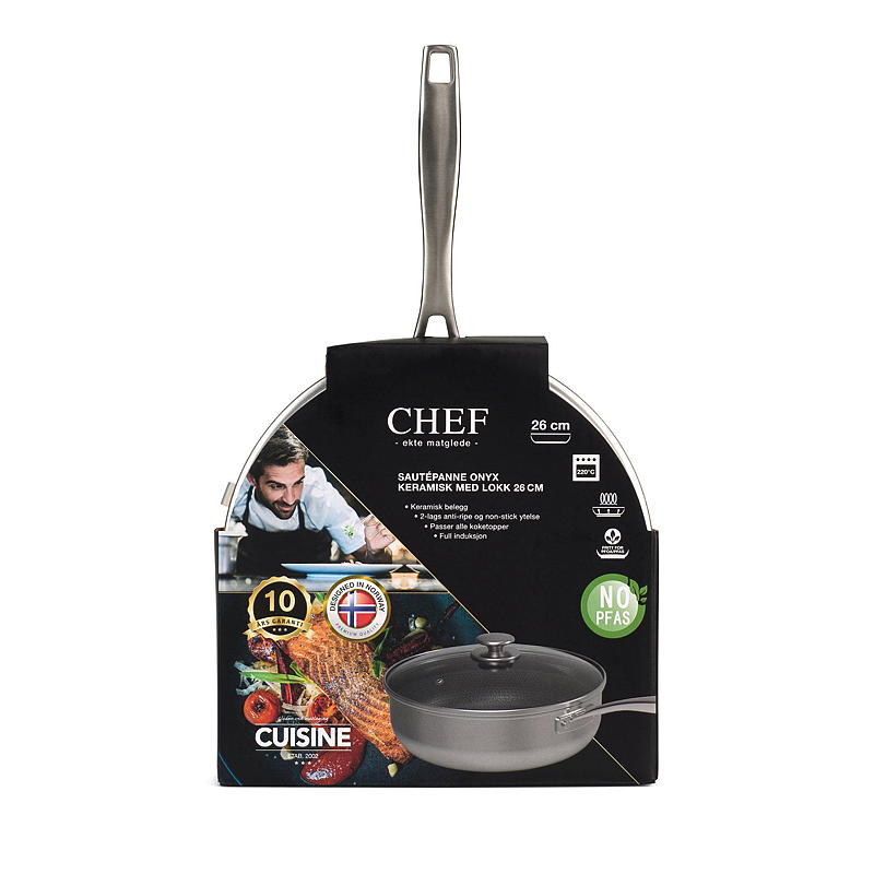 Cuisine Chef stekepanne ø 26 cm med lokk Onyx keramikk Cuisine
