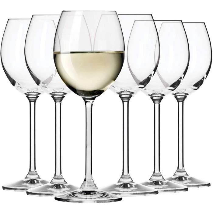Krosno Petite Verre à Vin Blanc en Cristal - Lot de 6 Verres - 280 ml - Collection Venezia - Lavable au Lave-Vaisselle