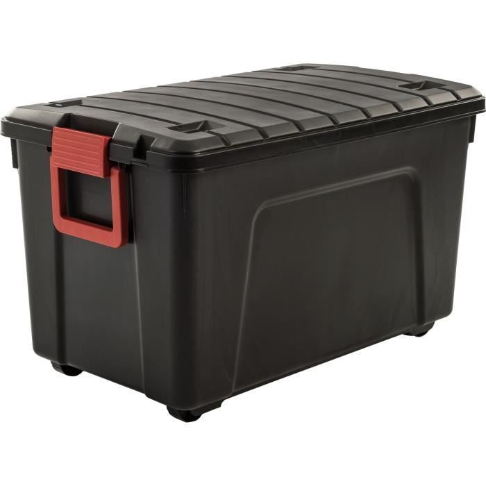 IRIS OHYAMA Juego de 2 cajas de almacenamiento DIY - Store It All - 110 L - Negro y rojo - 75 x 44,5 x 44,5 cm