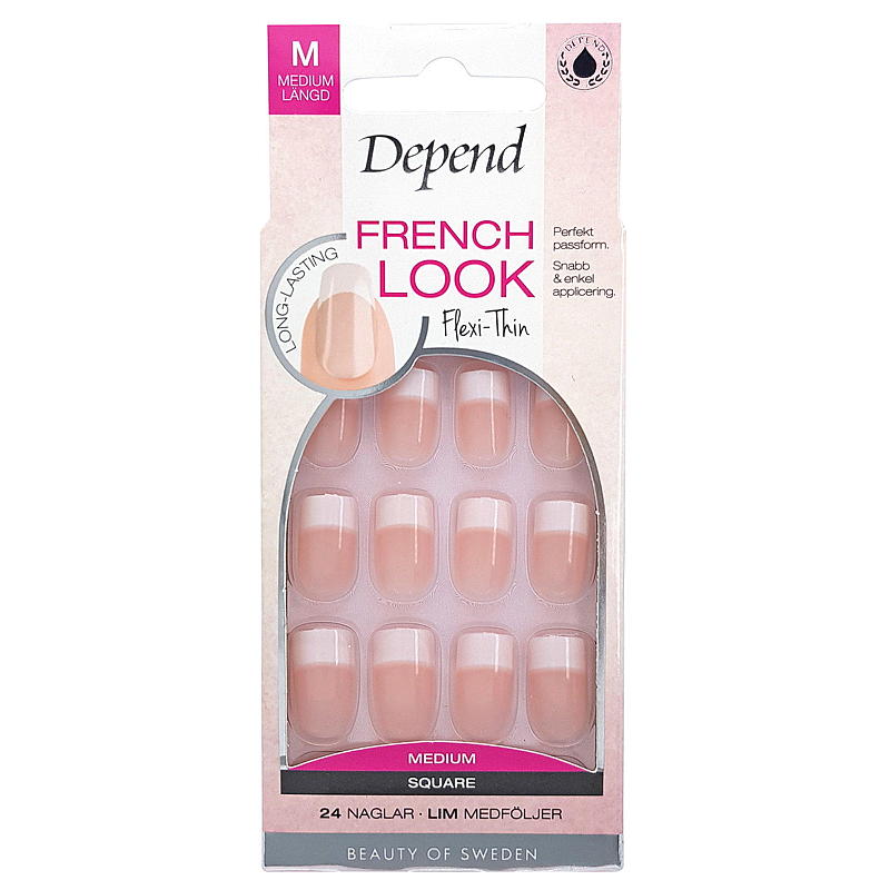 Depend Lösnaglar french look rosa med fyrkant Depend