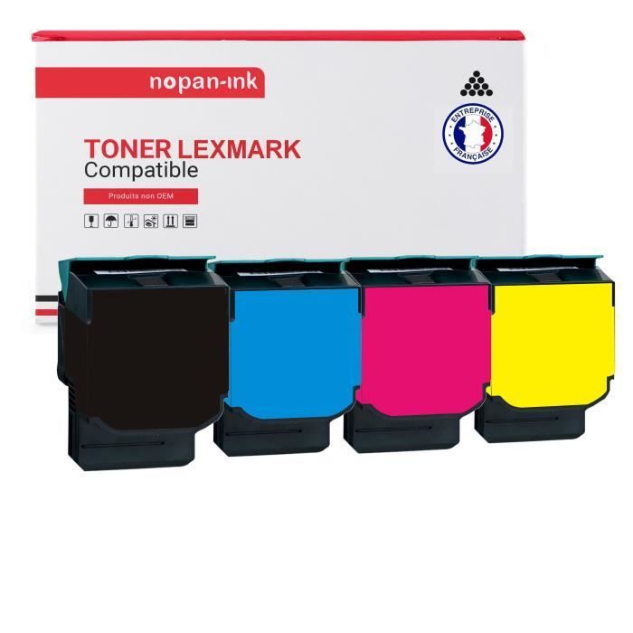 NOPAN-INK - 4 toner - 802HK + 802HC + 802HM + 802HY (Nero + Ciano + Magenta + Giallo) - Compatibili con Lexmark CX410 CX410de
