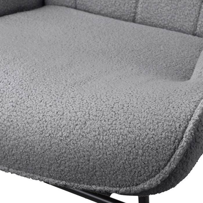 Fauteuil à Bascule, ADWOLT, rocking chair Velours Teddy, Fauteuil de Relaxation, Bois et Cadre en Métal, chaise a bascule,Gris foncé