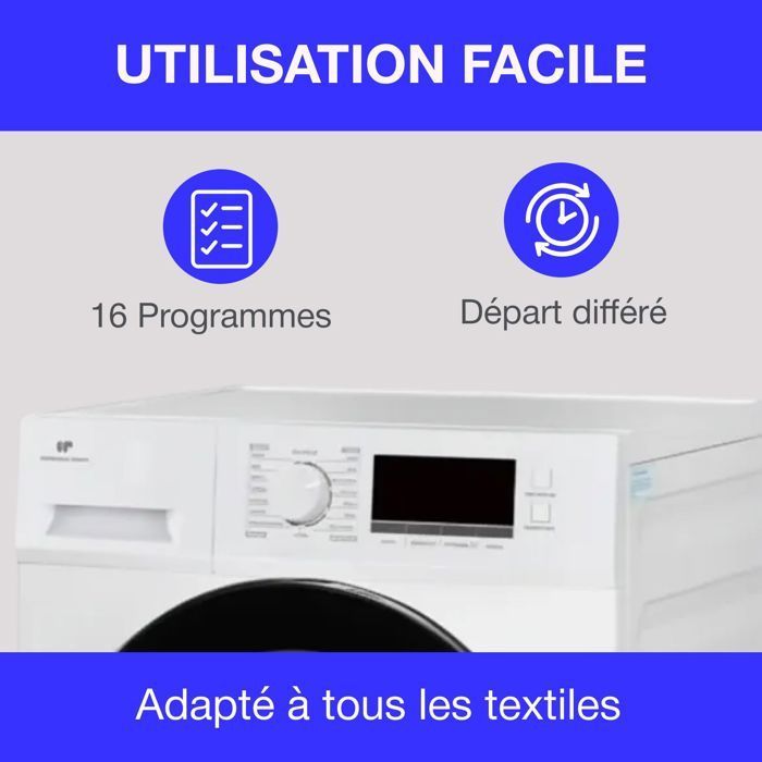 Sèche-linge pompe à chaleur CONTINENTAL EDISON CESL8PCWD - 8 kg - 60 cm - Classe D - Blanc