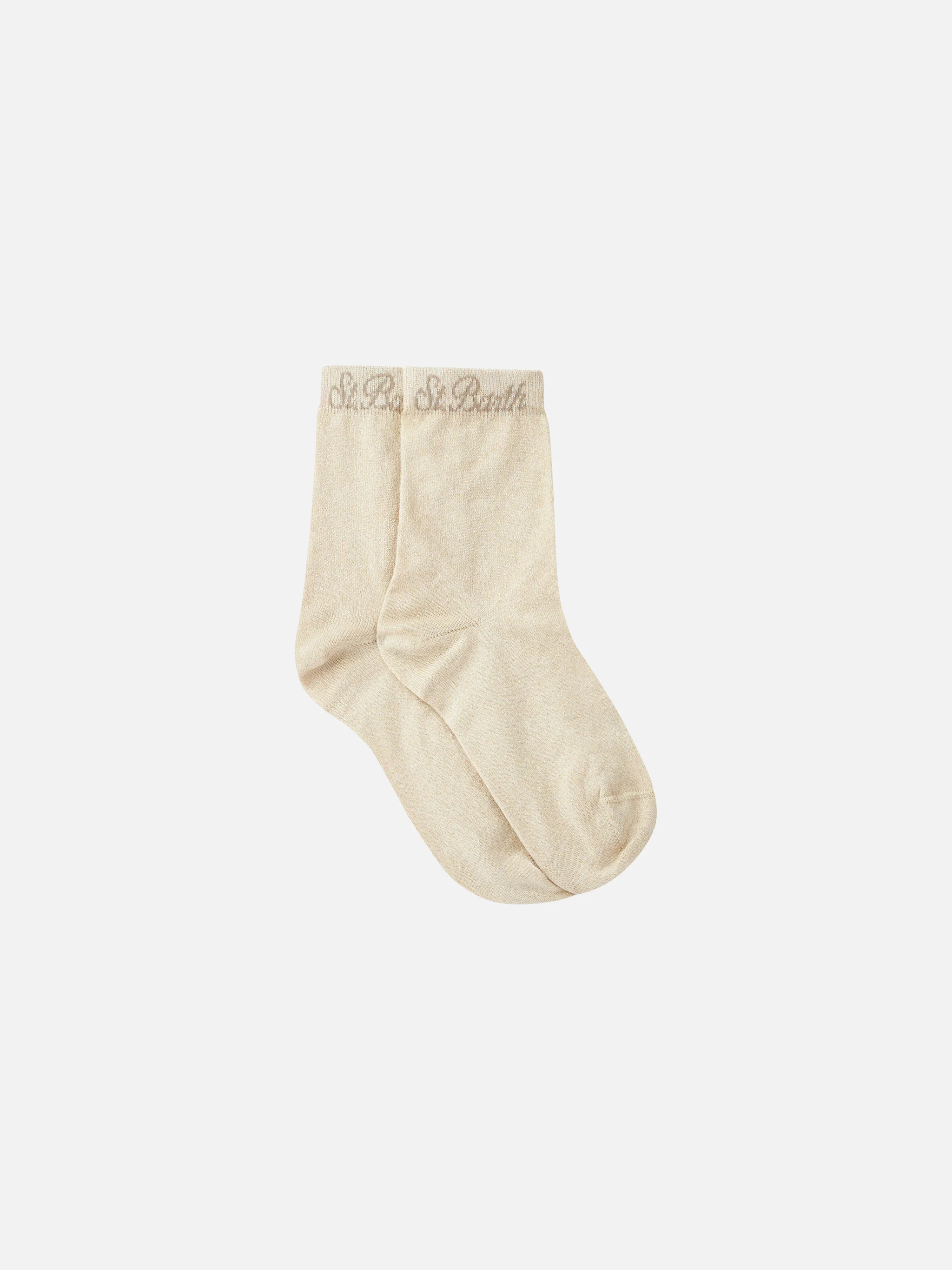 Beige lurex damessokken