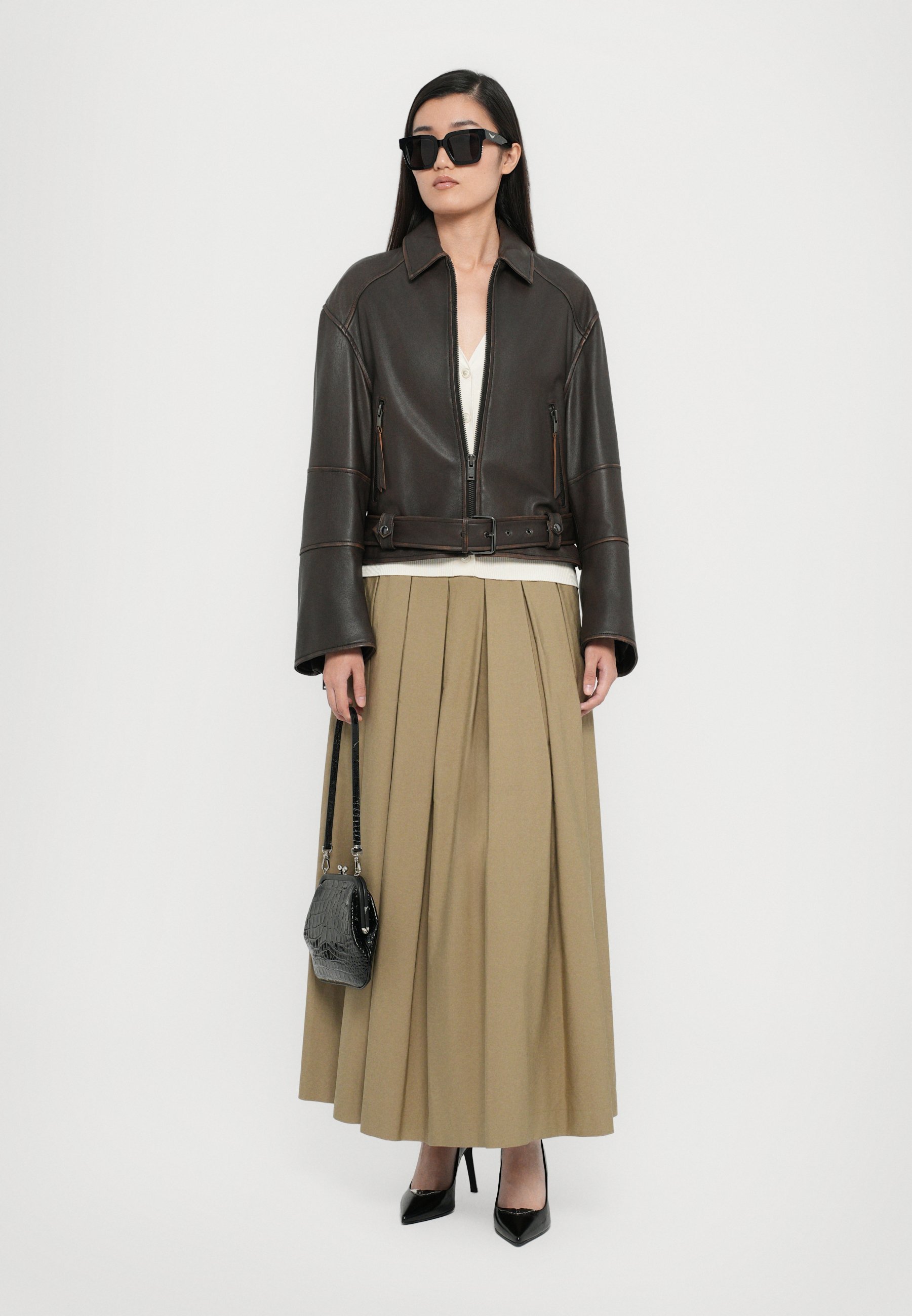 WEEKEND MaxMara EGIZIO - Leren jas - donkerbruin