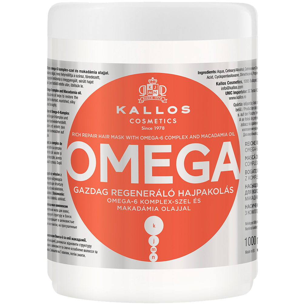 Μάσκα μαλλιών Kallos με ωμέγα-6 1000ml Omega