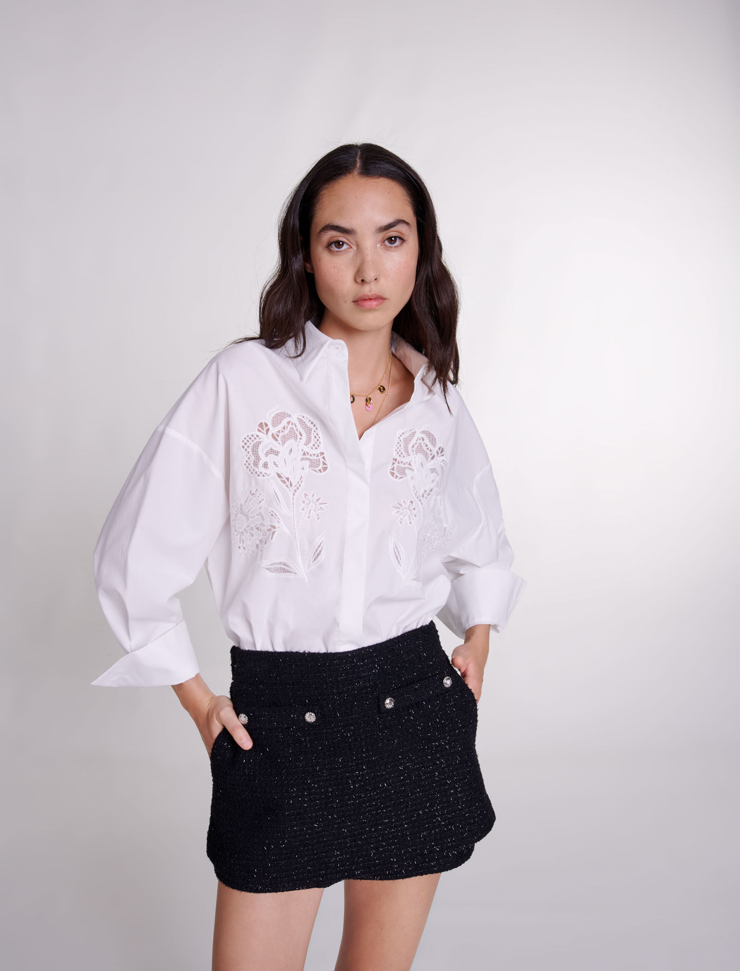 Tweed shorts - Zwart
