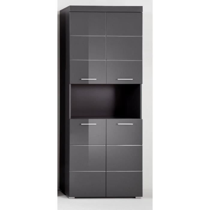 Bathroom cabinet, double column - 4 doors + 1 niche - W73 x D31 x H190 cm - Grey - AMANDA