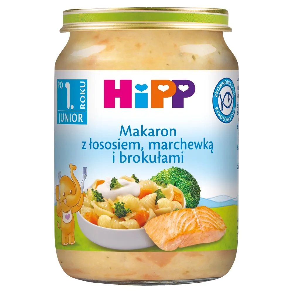 Hipp Obiad BIOMakaron z Łososiem, Marchewką i Brokułami Po 15 Miesiącu