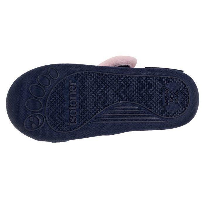 Pantofole Isotoner per bambina con chiusura in velcro, buon supporto per il piede, suola antiscivolo, blu navy