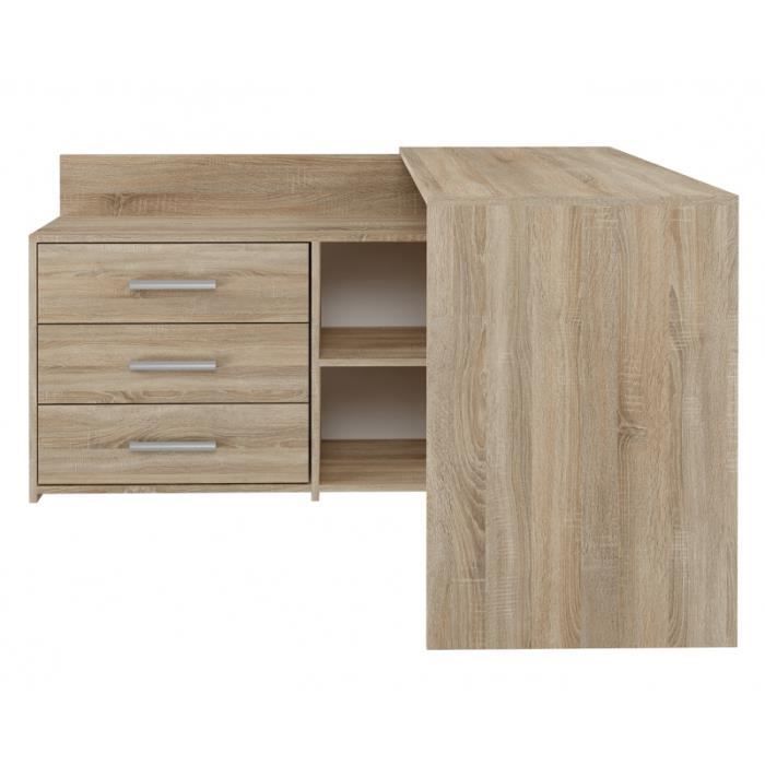 MOLINE - Corner desk with storage - 3 drawers + 2 shelves - 120x50x76 cm - Computer desk