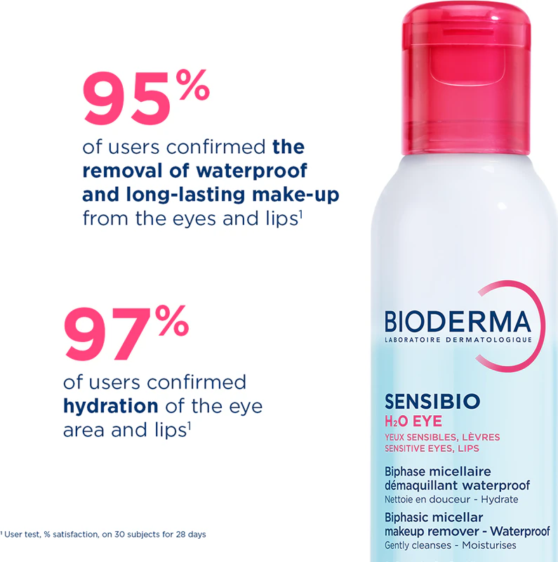 Bioderma Sensibio H2O Eye fluido micelar bifásico para olhos e lábios