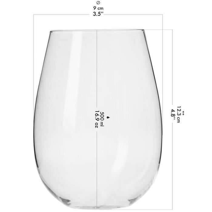 Krosno Grand Verre à Vin Blanc, Eau, Jus sans Pied - Lot de 6 Verres - 500 ml - Collection Star - Lavable au Lave-Vaisselle