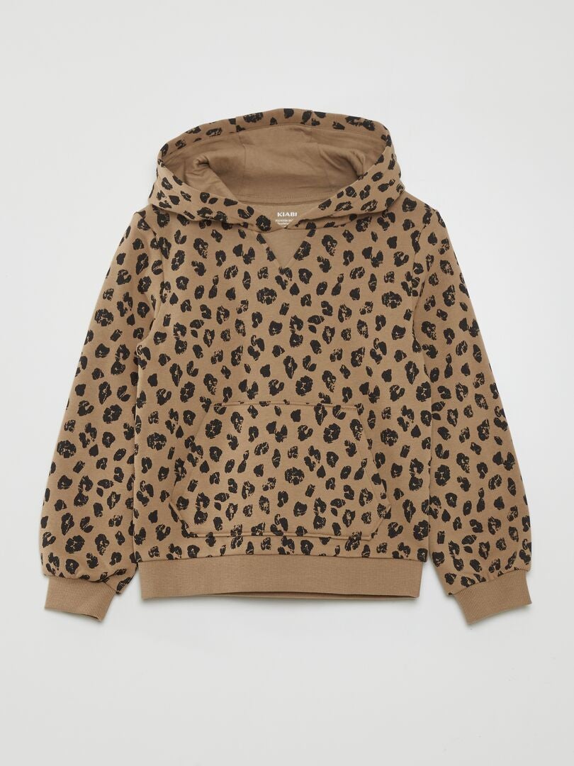 Hettegenser med leopardtrykk - BEIGE
