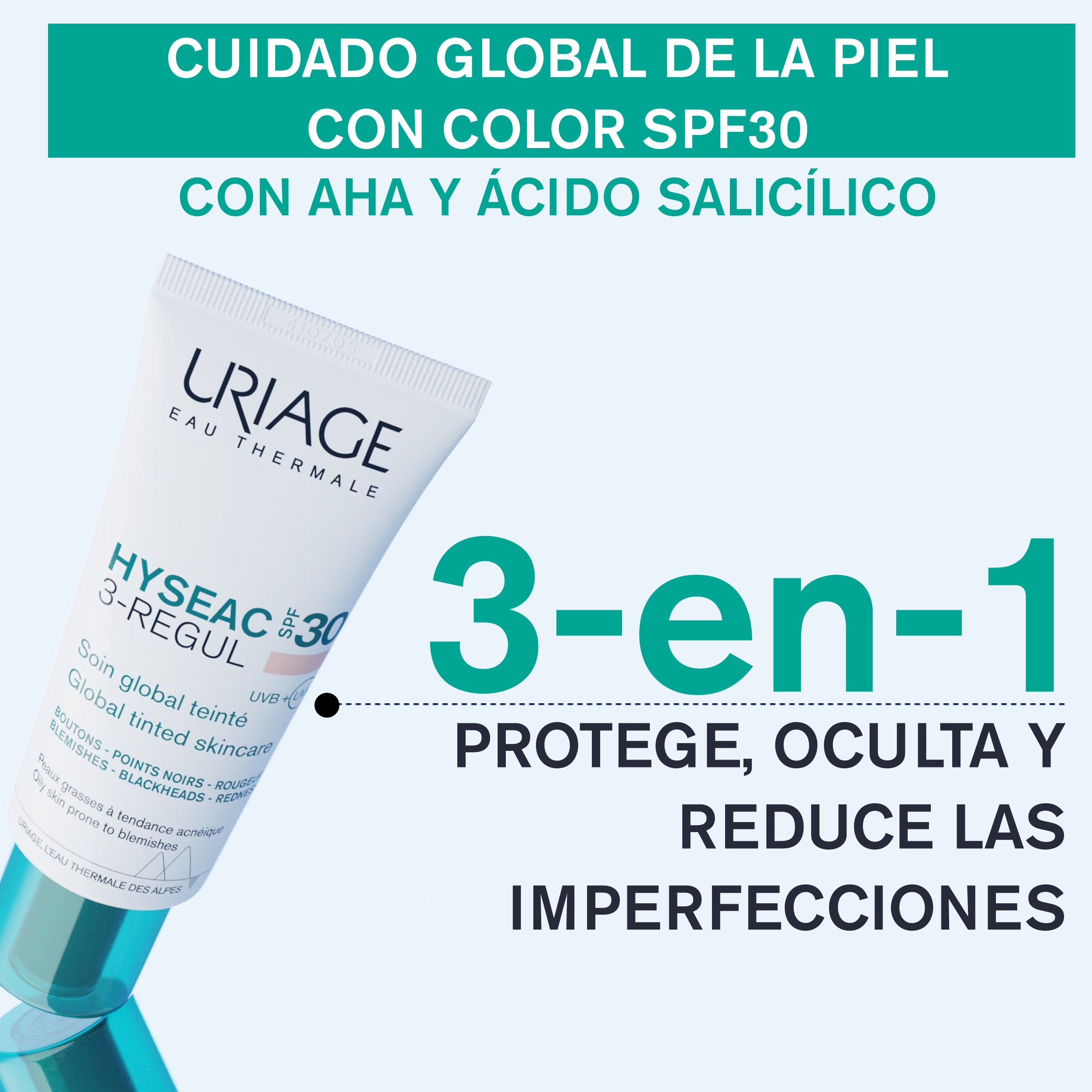 Hyséac 3-Regul SPF30 sejas krēms pret nepilnībām Sejas dermokosmētika