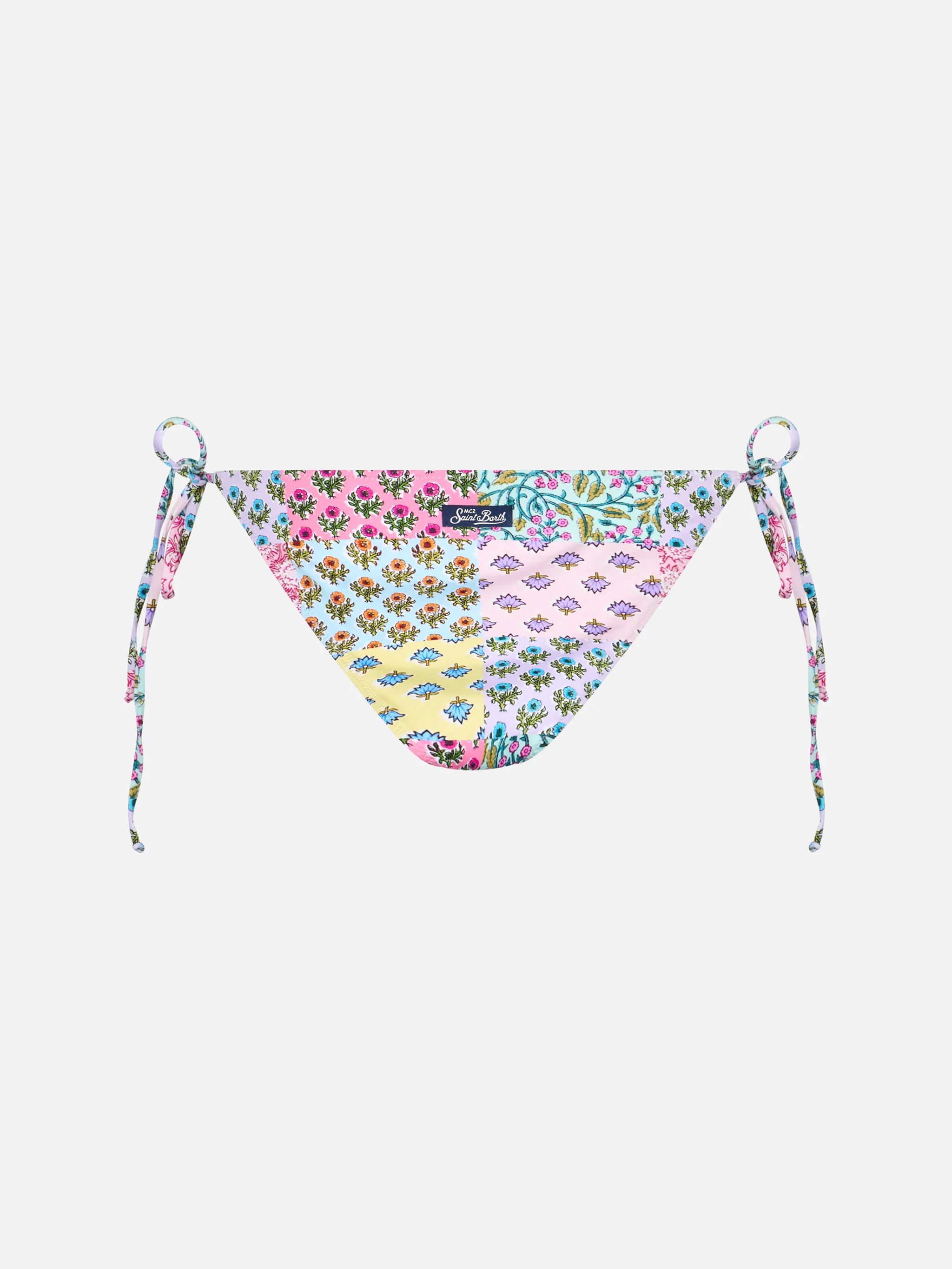 Virgo zwembroekje | Klassieke mid-rise zwemkleding voor dames | Roze bloemenprint | Medium dekking | Dunne vetersluiting aan de zijkant | MC2 Saint Barth